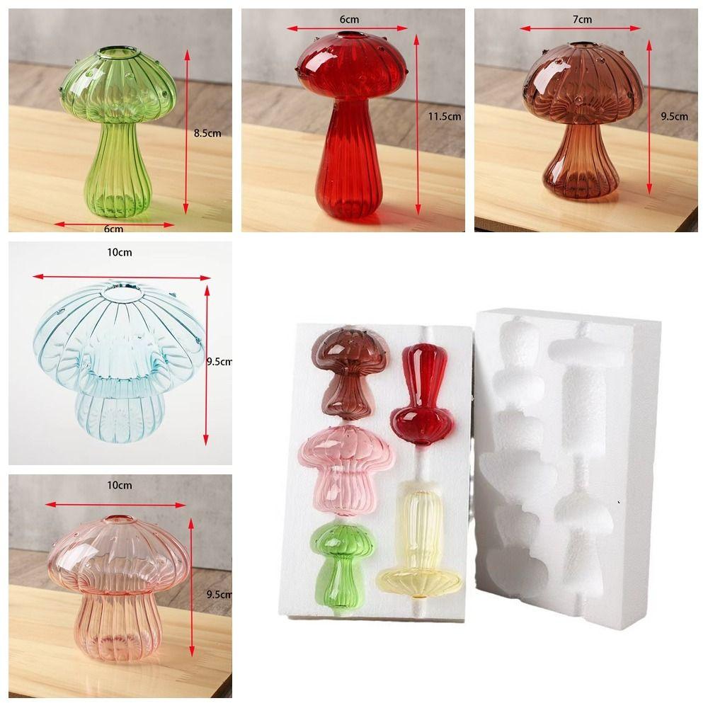 New Hydroponic Flower Bottle Transparent Glass Glass Vase Mushroom Aromatherapy Bottle Flower