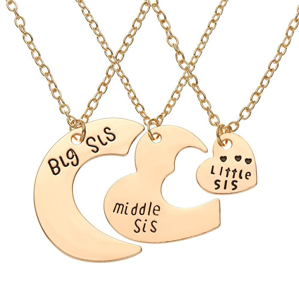 Fashion Best Friends Little Sis Stitching Necklaces Big Sister 3 Pieces / Set Good Sister Necklaces