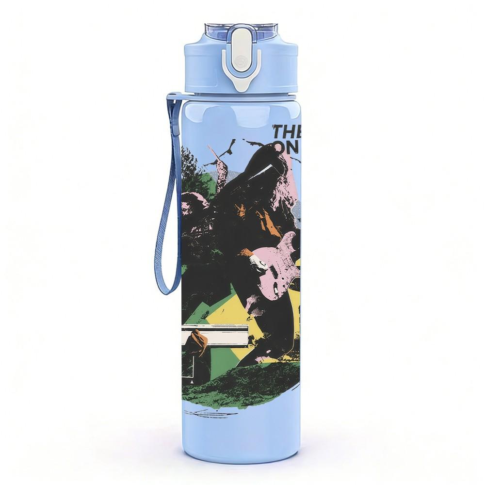 1PC Black Monster Creature 750ml sports water bottle leakproof straw lid outdoor office home