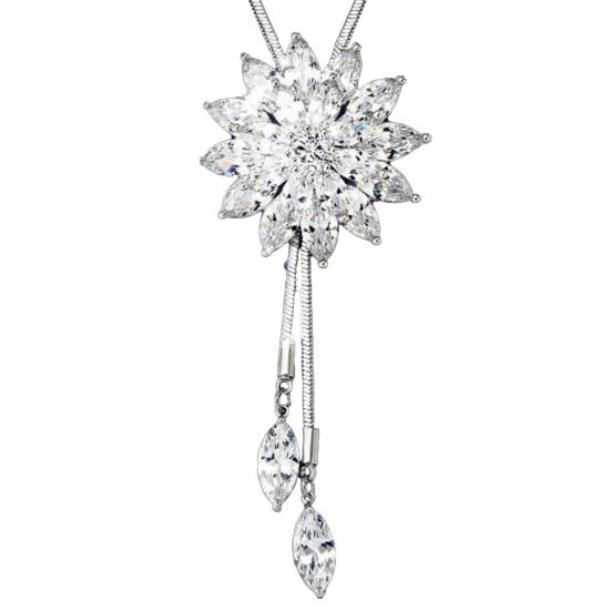 Цепочка на ключицу Гальваническое покрытие Стразы Два способа ношения Сердцевидный Высокий блеск Украшение для шеи Преобразить Роскошь Подвеска Четырехлистный клевер