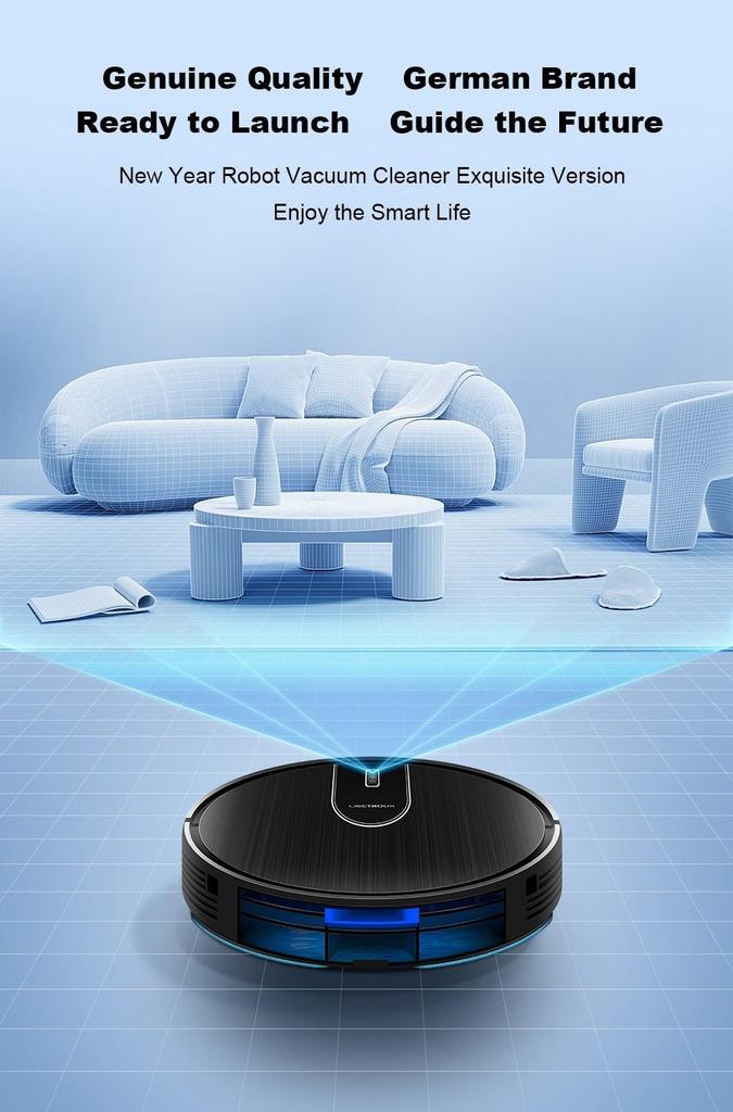 Liectroux N7S-U Robot Vacuum Cleaner and Wet Mop Combo, Smart Mapping, WiFi App, 6000Pa Suction