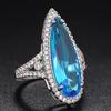 Xiaomi Huitan Luxury Pear Shaped Ring for Women Silver Color Gentle Wedding Party Silver Color Accessories Jewelry Inlaid Shiny Blue CZ
