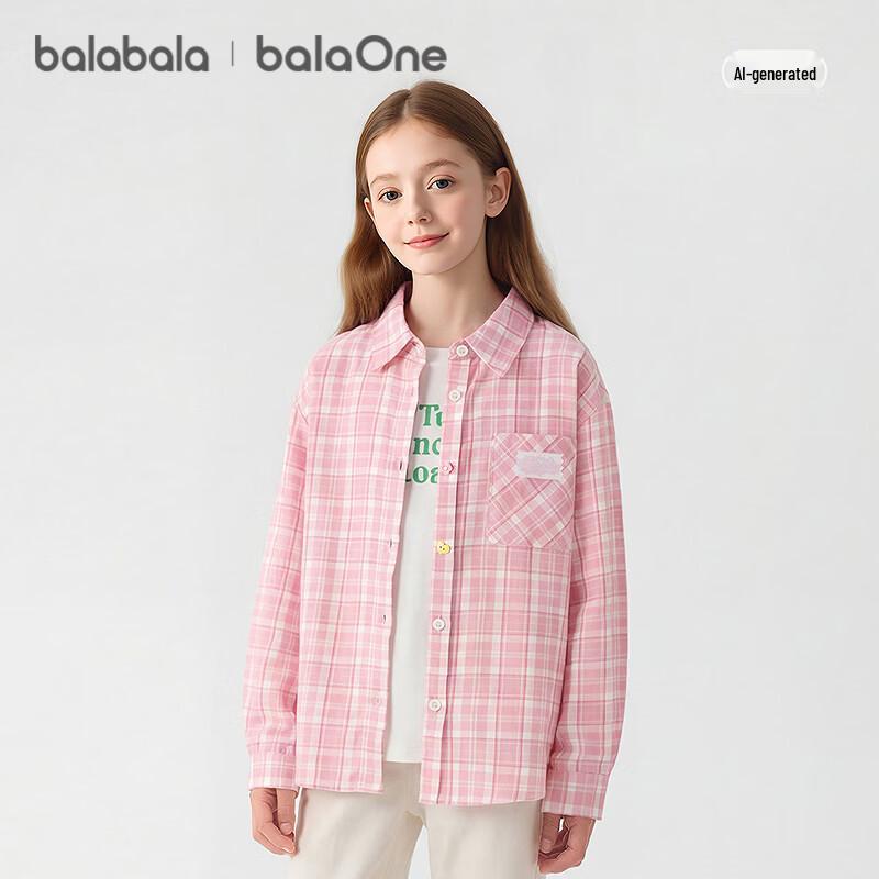 Повседневная клетчатая рубашка с длинным рукавом для девочек Balabala