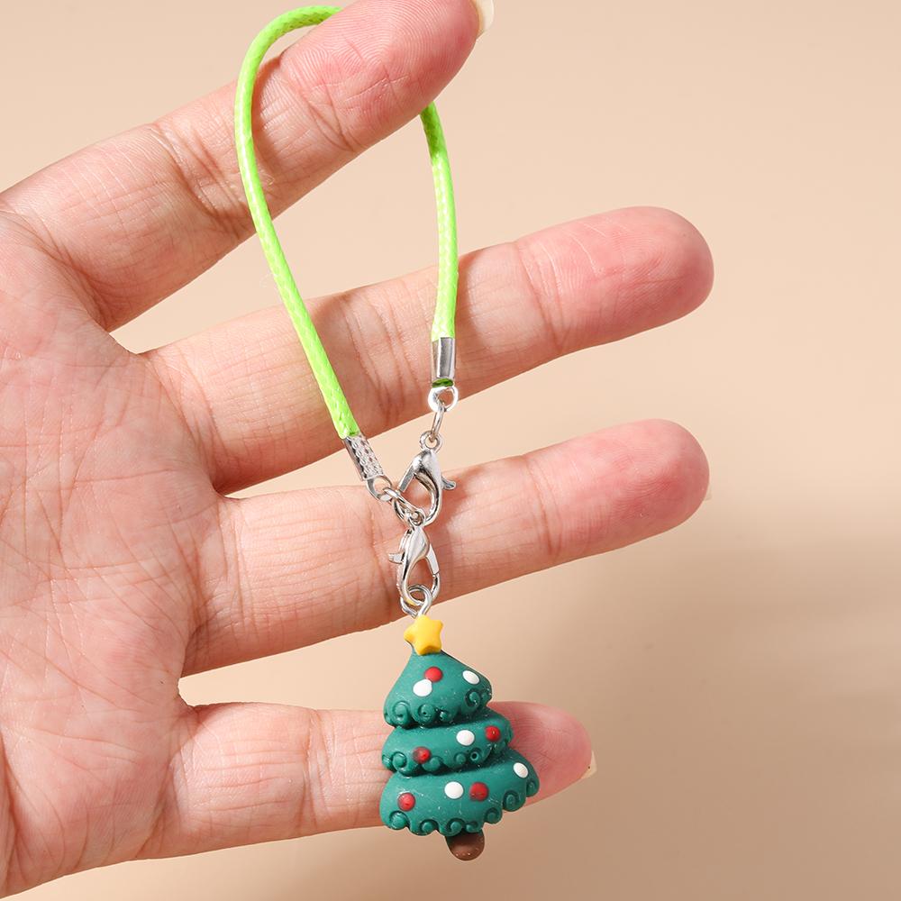 3pcs Cute Resin 3D Christmas Tree Snowman Phone Chain Women Girls Phone Strap DIY Keychain Pendants Mobile Lanyard Jewelry Gift
