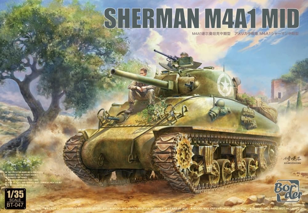 Модель американского среднего танка M4A1 Sherman, пластиковая модель, комплект для сборки BT047 1/35, промежуточный этап (танк)