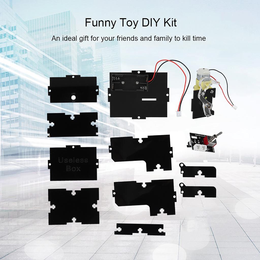 Mini Funny Toy Unique Gifts Useless Box DIY Parts Kit Automatic Box Leave Me Alone Black