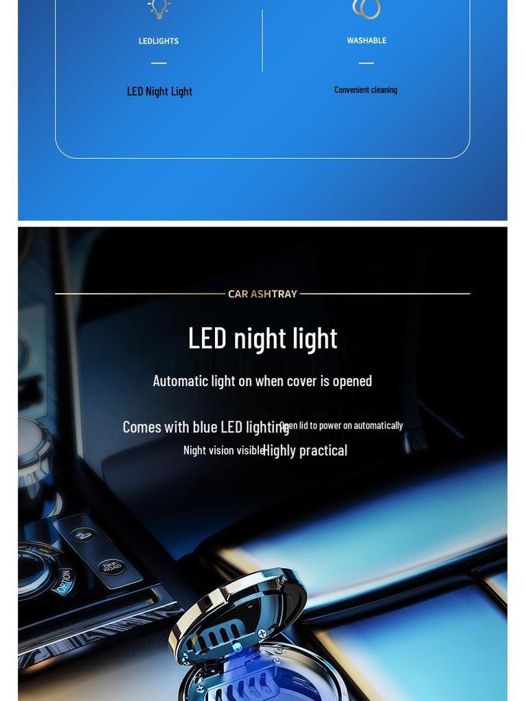 BYD Car Han Multifunctional Hanging LED Ashtray with Lid - Interior Accessory