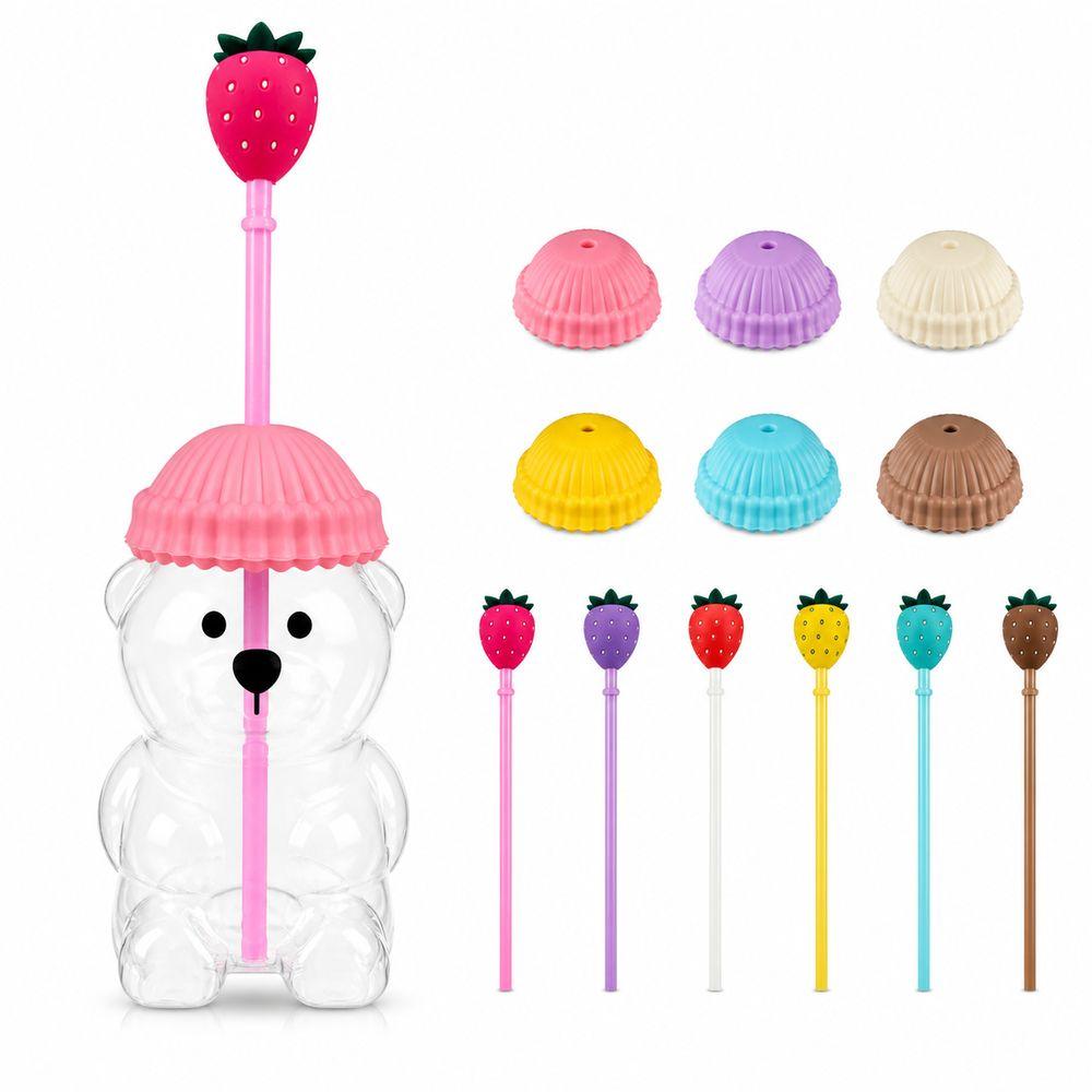 Transparent Bear Drinking Cup with Lid Teddy Bear Plastic Cup Gifts Bear Straw Cup Weekend Picnics