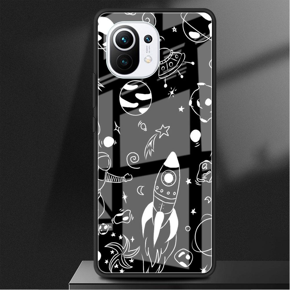 Стеклянный чехол для Xiaomi Poco X3 NFC 11 Lite 11T F3 M3 для Redmi Note 11 10 9 8 Pro 10S 9S 9S 9A 9C, чехол для телефона космонавт, космический корабль