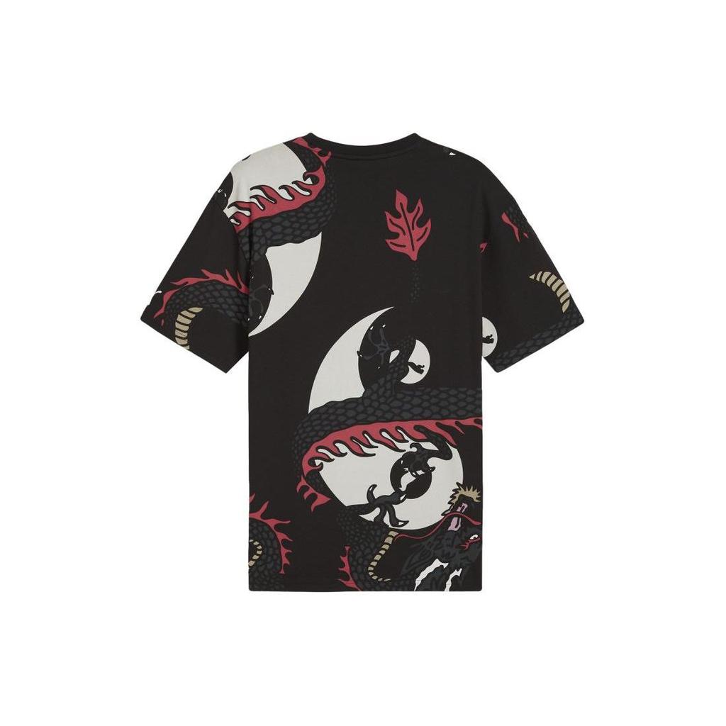 Puma Футболка X Staple Year Of The Dragon Series с принтом по всему периметру, повседневная, с круглым вырезом и коротким рукавом, мужские топы, черная 625097-01