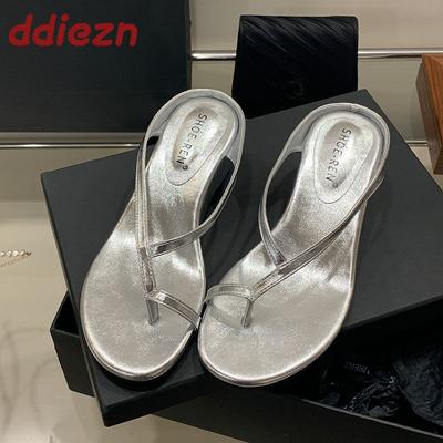 Мода 2025 Новые Женские Босоножки на Платформе Шлепанцы Обувь Женские Шлепанцы Обувь Мода Круглый Носок Дамские Шлепанцы на Каблуке Обувь