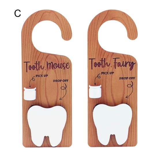 1/2Pcs Wooden Tooth Pattern Door Hanging Decoration Natural Wood Teeth