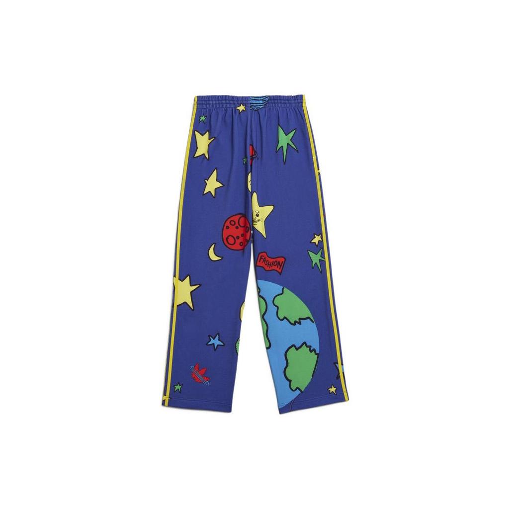 Adidas Прямые свободные вязаные спортивные штаны на шнуровке Originals с космическим принтом, мужские брюки синего цвета HN9053