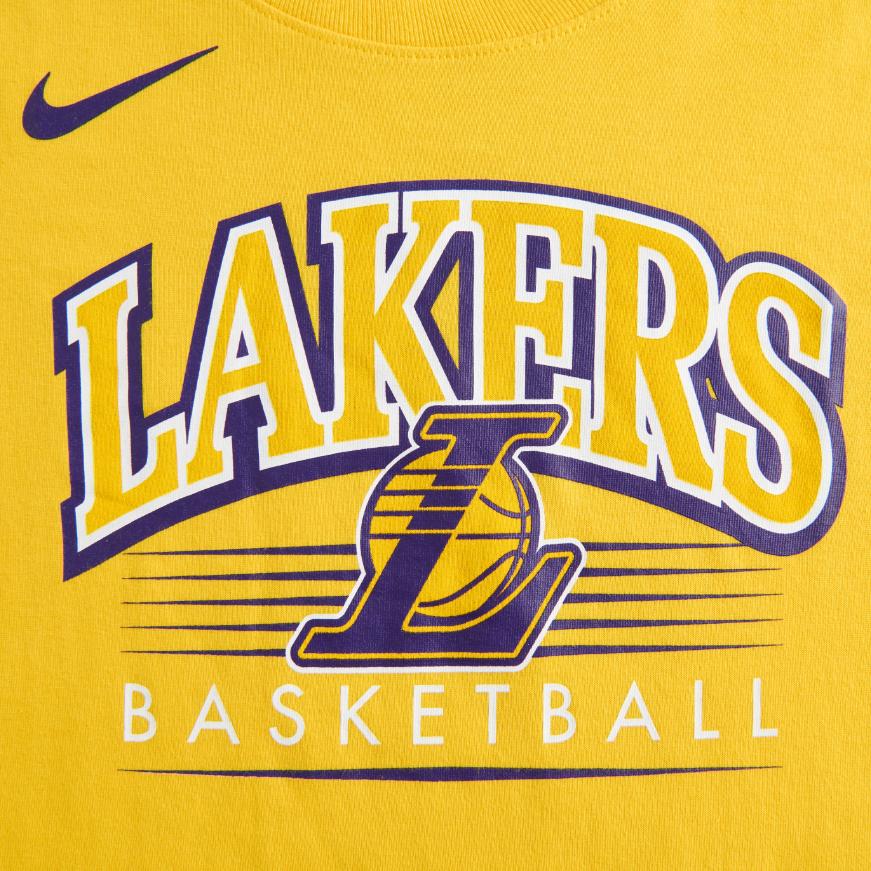 Nike Коллаборация НБА Футболка Los Angeles Lakers Dri-Fit SS25 Повседневная с круглым вырезом и коротким рукавом Детские топы Желтый 3Z2B7BAYX-LAK