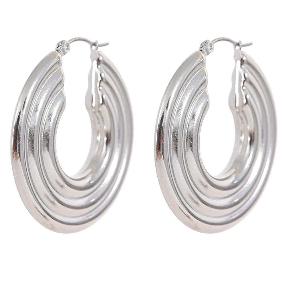 Yhpup 42mm Statement Stainless Steel Round Gold Color Hoop Earrings Charm Big Metal Anti Allergic Fashion Jewelry Waterproof