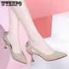 Spring and Summer with Sandals Female High-heeled Shoes Fine with A Hundred Work Shoes Female Pointed Sexy Shallow Mouth Single Shoes
