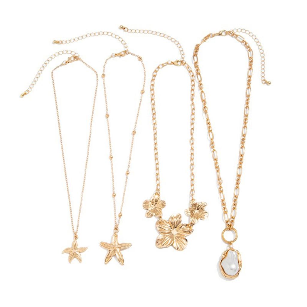 Крупное золотое ожерелье с цветком для женщин, многослойное ожерелье из барочного жемчуга, эффектное ожерелье с цветком, летние пляжные украшения, подарки