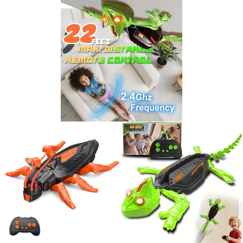 Wireless Remote Control Wall Climbing Lizard Toy With Led Design For Kids