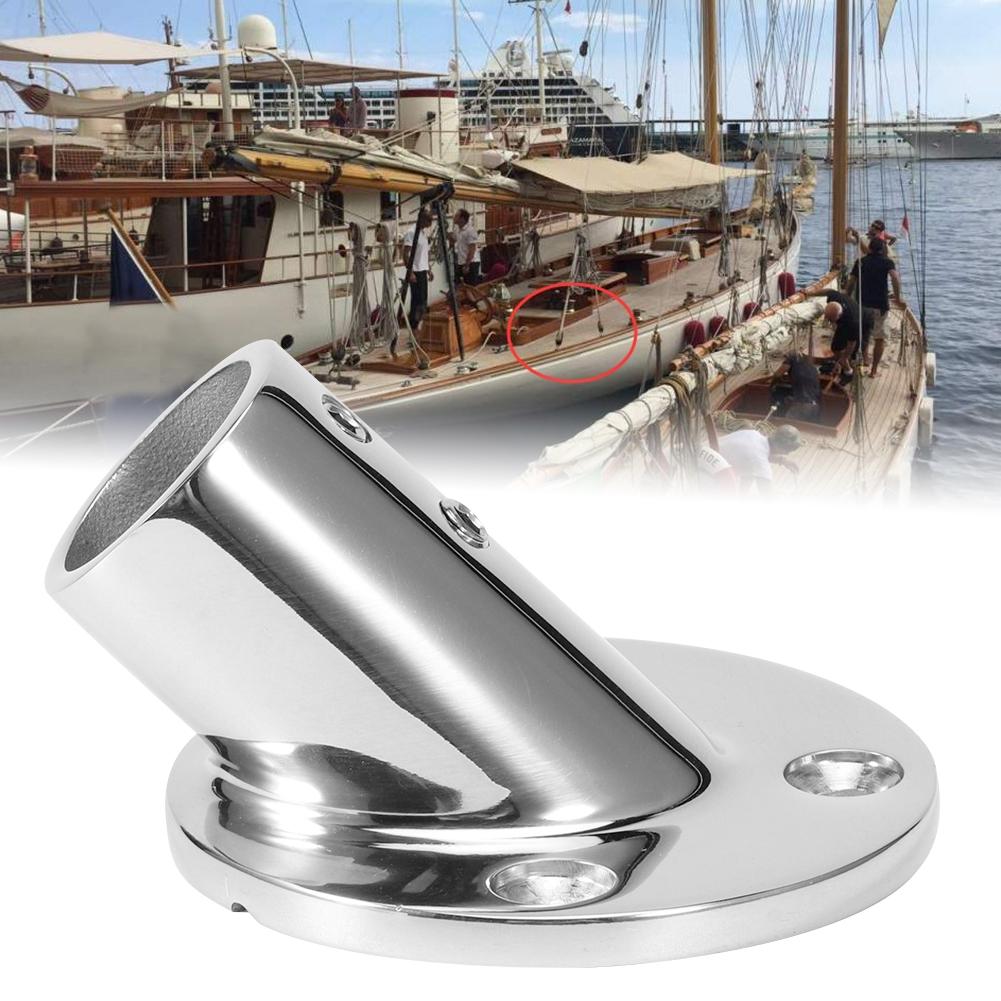 45 Degree Round Tube Base Hand Rail Railing Fitting 316 Stainless Steel Marine Boat