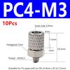 10Pcs Male Thread Air Tube Connector M3 M4 M5 M6 Pneumatic Pipe Connector Quick Fitting Fast Joint