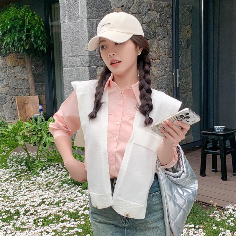 Knitted Cross Shaped Shawl For Women In Spring And Summer Solid Color Simple And Versatile Student Shoulder Fake Collar Scarf