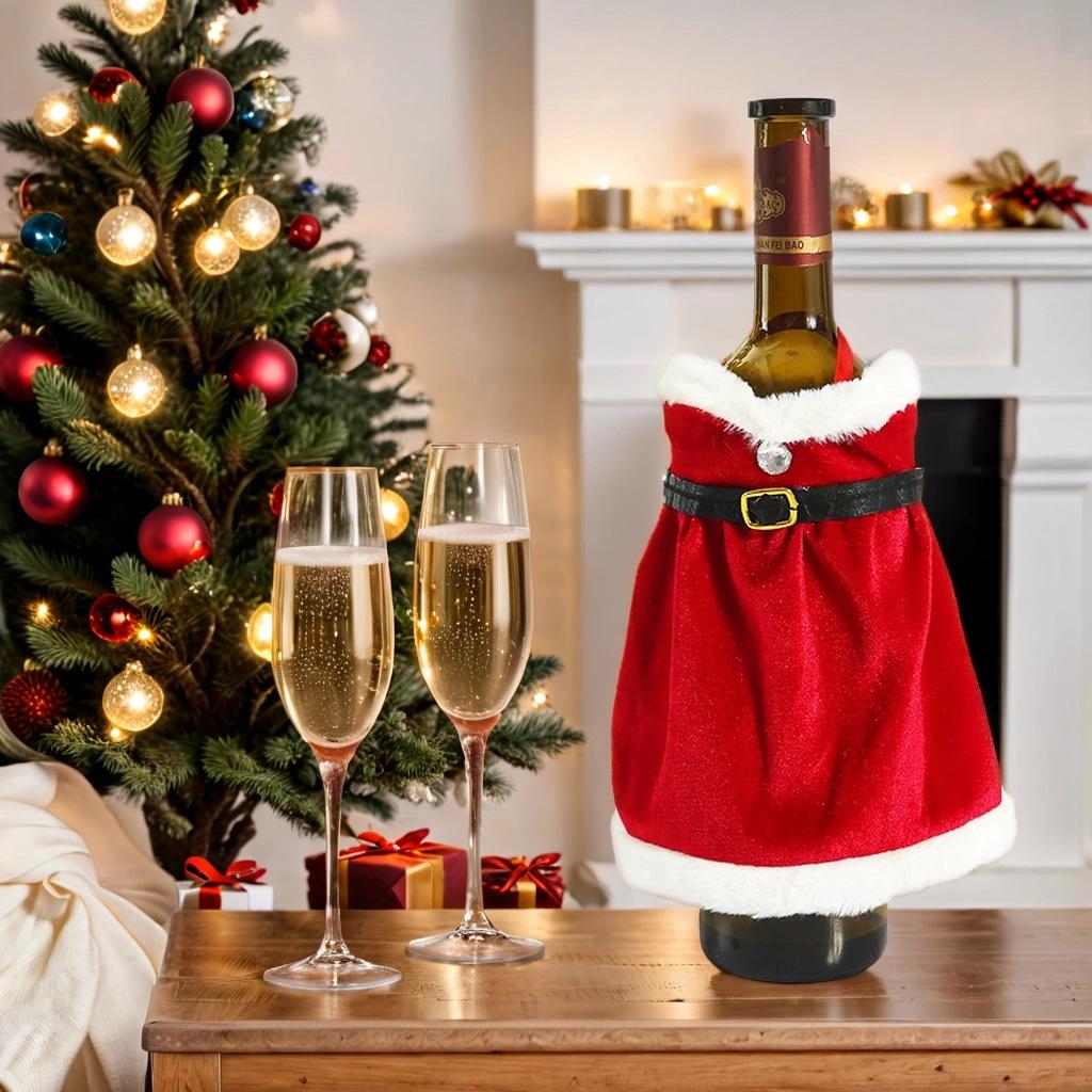 Festive Christmas Wine Bottle Cover - Creative Table Decoration