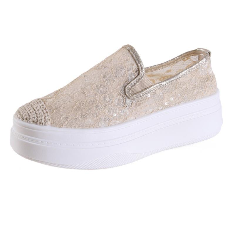 Autumn New Breathable Mesh Lace Heightening Casual Women's Shoes Fisherman Shoes