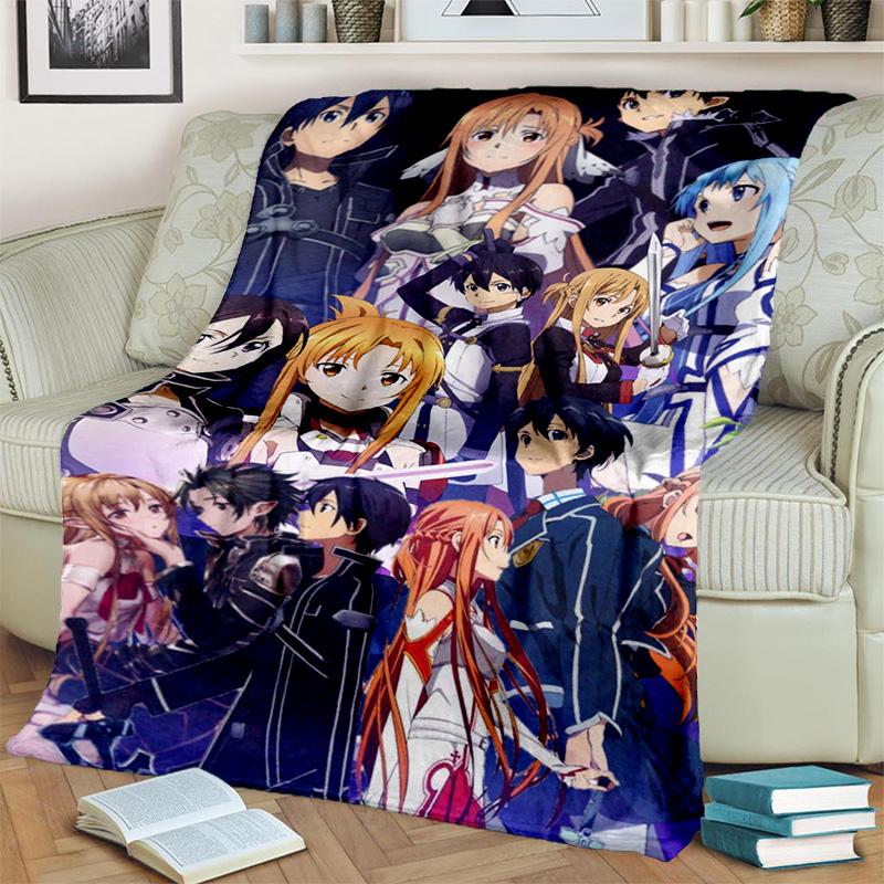 Одеяло с героями мультфильмов «Sword Art Online SAO», мягкое одеяло для дома, спальни, кровати, дивана, пикника, путешествия, офиса, детское одеяло