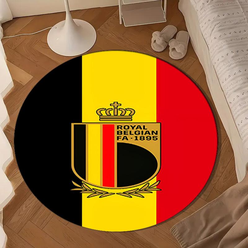 Belgium Football Crest Emblem Round mat Home Decor, Chair rug For livingroom,Bedroom, doormat home decor Birthday Gift Christmas Gifts