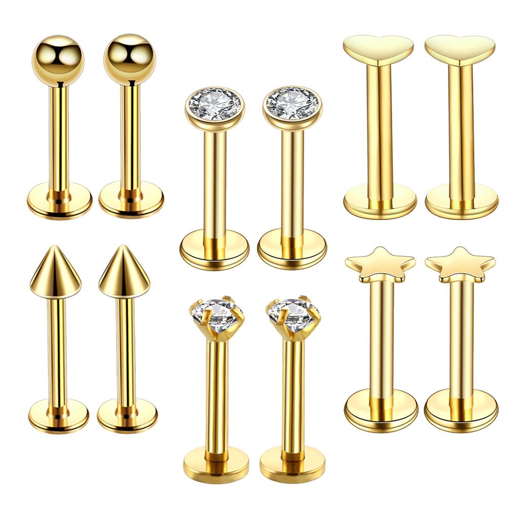 16G Steel Lip Bar Labret Rings Tragus Stud Piercing Jewelry Silver