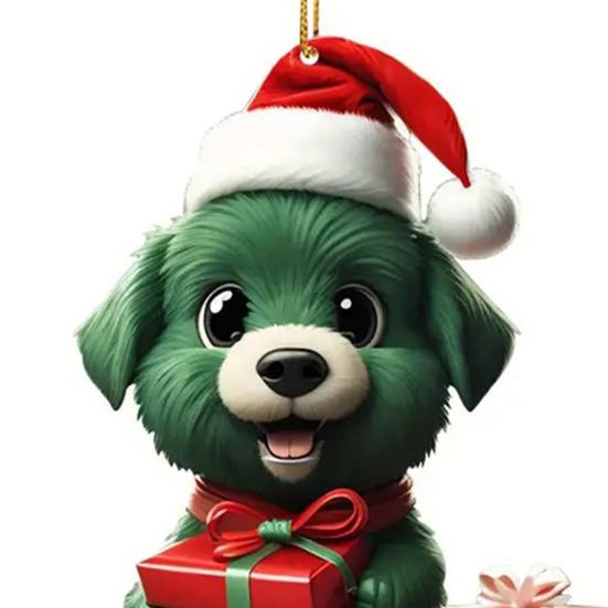 Рождественский орнамент Яркий цвет Легко повесить Милая собака Автомобиль Подвесной кулон Рождественская елка Акриловый кулон