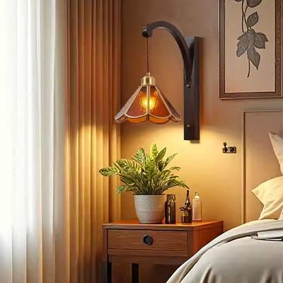 Ретро Деревянный Настенный Светильник E27 220В 110В Винтажный Бра Настенный Светильник Прикроватная Классическая Лампа Внутреннее Освещение Дома Освещение Спальни Светодиодный