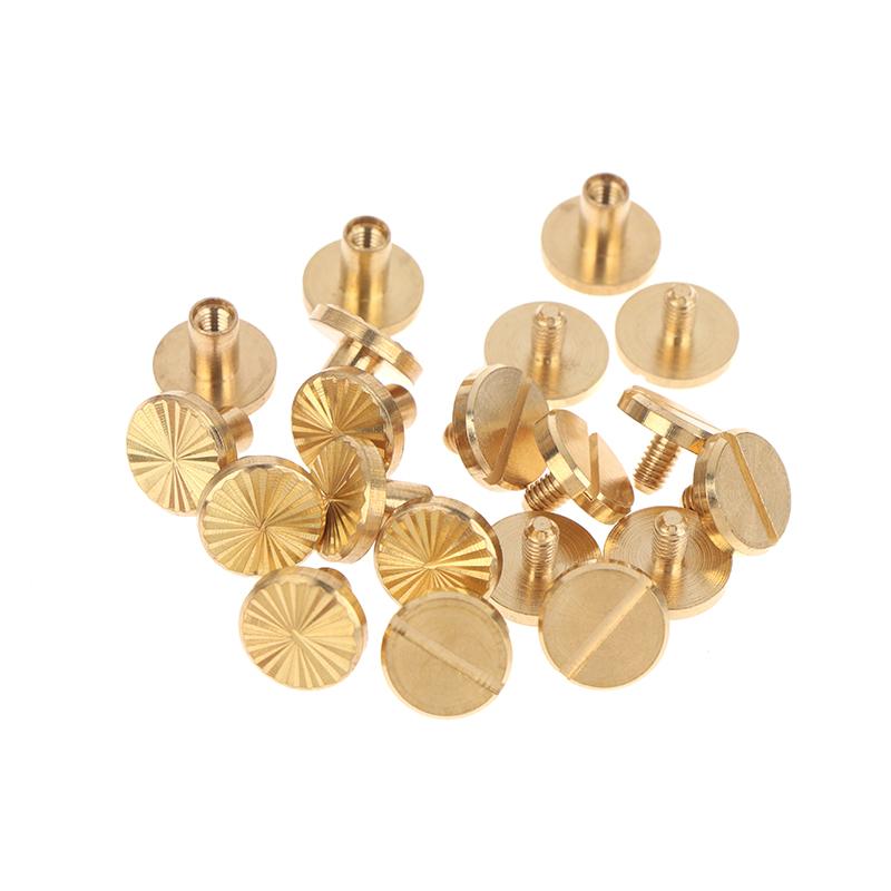 New! 10pcs Solid Brass Binding Chicago Screws Belt Screw Nail Stud Rivets For Photo Album Leather Craft Belt Wallet Fasteners