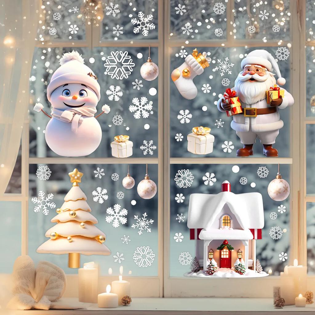 Christmas Window Sticker Merry New Year Decorations For Home 2026 Cristmas Ornament Xmas Navidad Natal Gifts Festive 2025