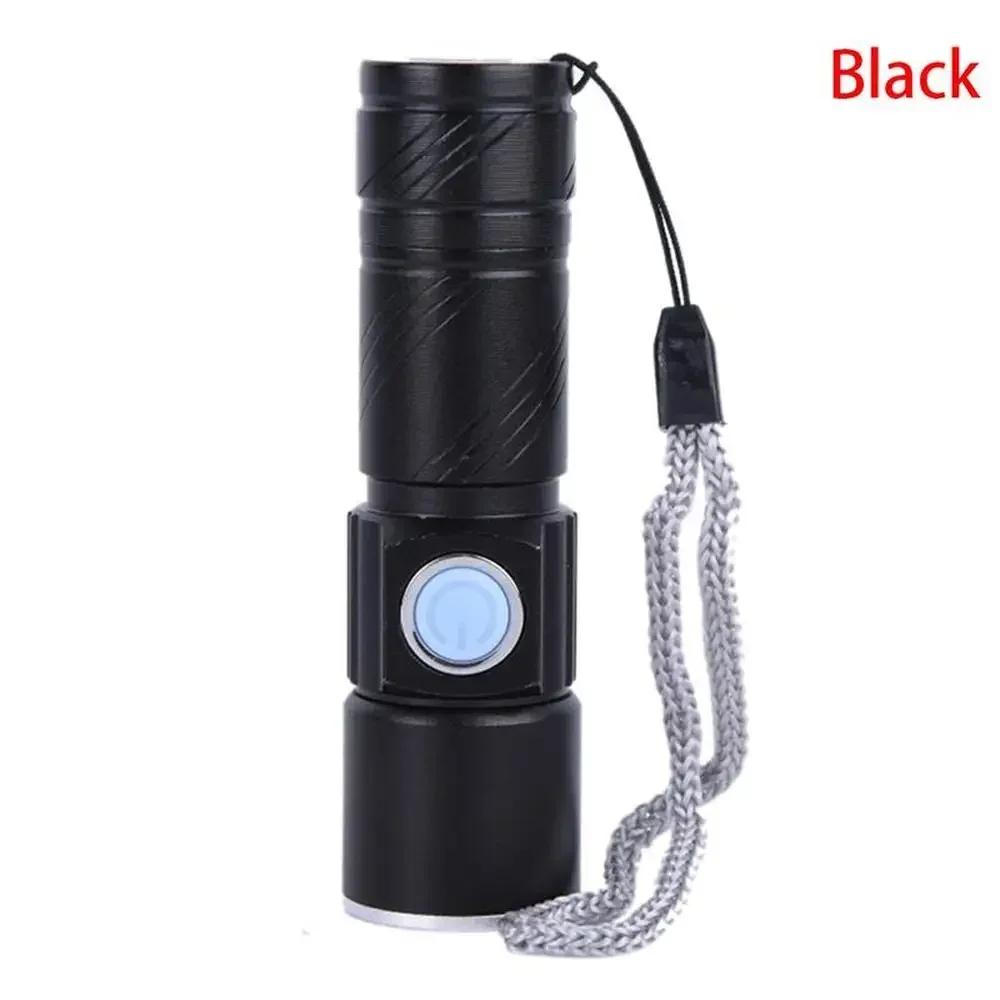 USB Built-in Battery Rechargeable Lasting Flashlight Q5 3 Modes Mini Zoom Light Flash Waterproof Tactical Camping Bike Torch