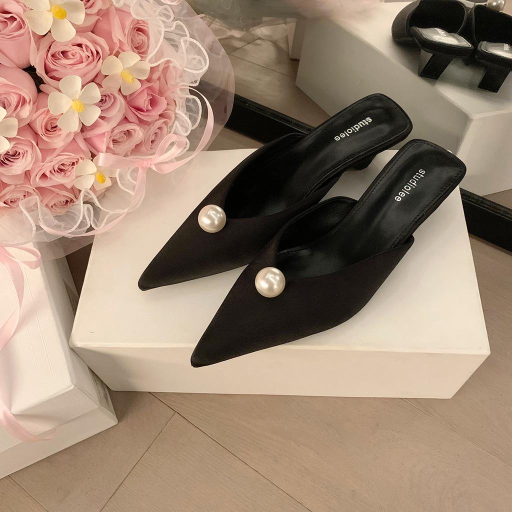 Версия из овчины~ Однопедальная сумка-голова полуприлегающие туфли-мюли женские 2025 новые французские нишевые женские сандалии с открытой пяткой