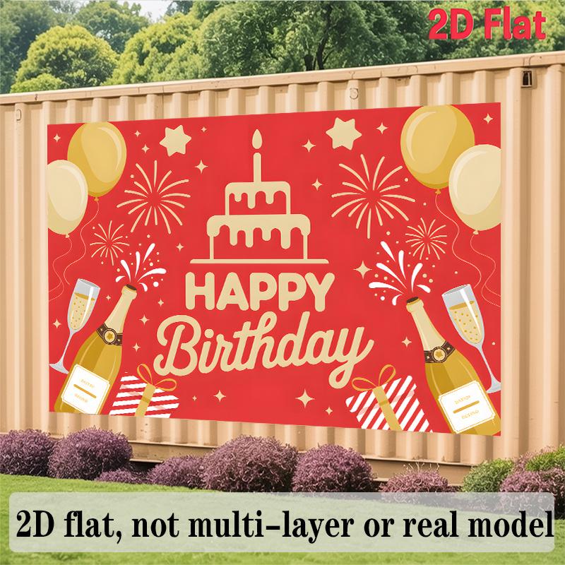 Fireworks Balloons Birthday Banner, Festive Photo Backdrop Wall Decor for Party
