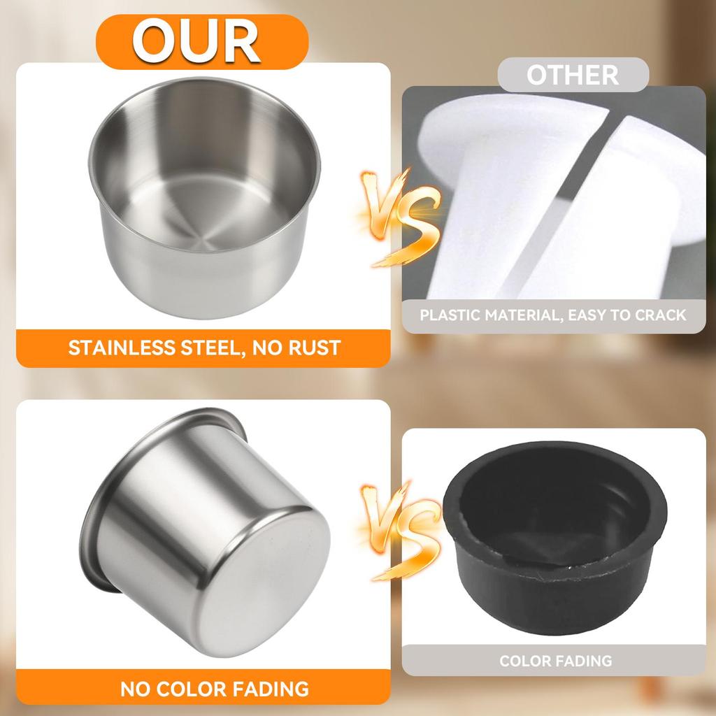 2Pcs Universal Stainless Steel Cup Drink Holders Portable Cup Mount Organizer Storage