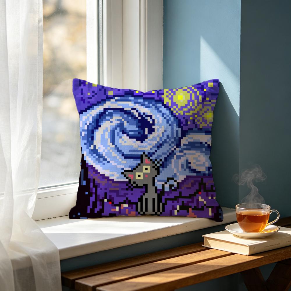 Cartoon RRetro Pixel Cat Cushion Cover Cushion Cover Set Pcs x x x Pillowcase Decorative Sofa Home Decor