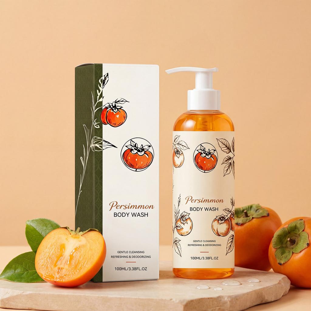 Persimmon Refreshing Body Wash Gentle Cleansing Skin Fresh Scent Moisturizing Hydrating Non-Sticky 500ml