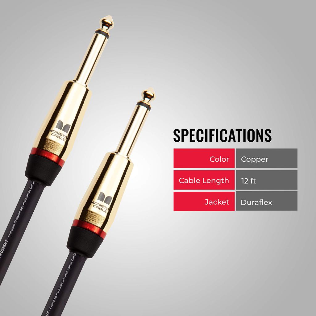 Monster Guitar Cable M ROCK2-12 12ft Straight to Straight Plug