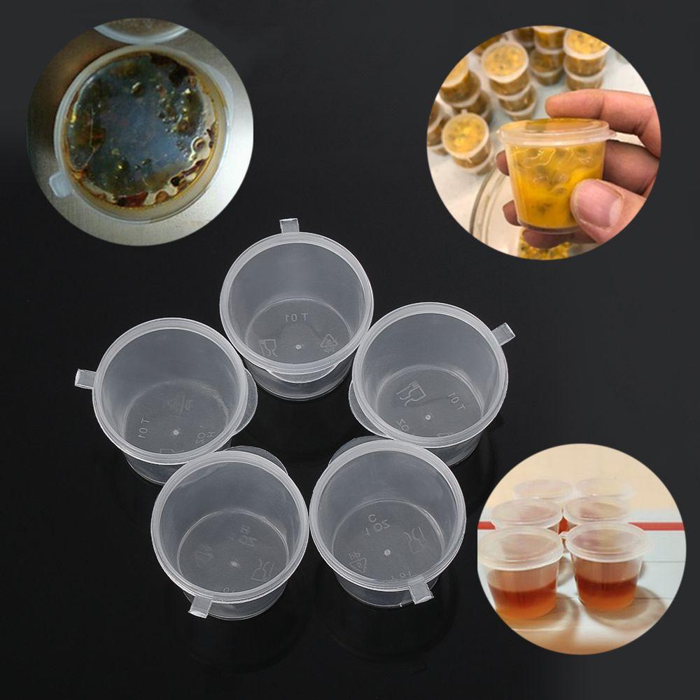 25Pcs 25/45ML Disposable Plastic Takeaway Sauce Cup Containers Food Box With Hinged Lids Small Pigment Palette Case