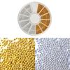 Серебряные и золотые мини-бусины для дизайна ногтей, шарики, 3D DIY, украшение, колесо для маникюра