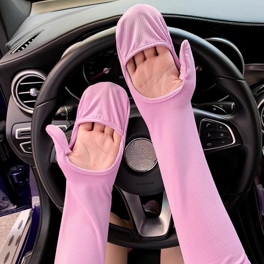 Эластичные солнцезащитные накладки на руки Тонкие велосипедные перчатки Простые длинные рукава из ледяного шелка для вождения