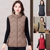 Женский зимний жилет, пальто, утолщенный, с подкладкой, воротник-стойка, защита шеи, без рукавов, верхняя одежда, застежка-молния