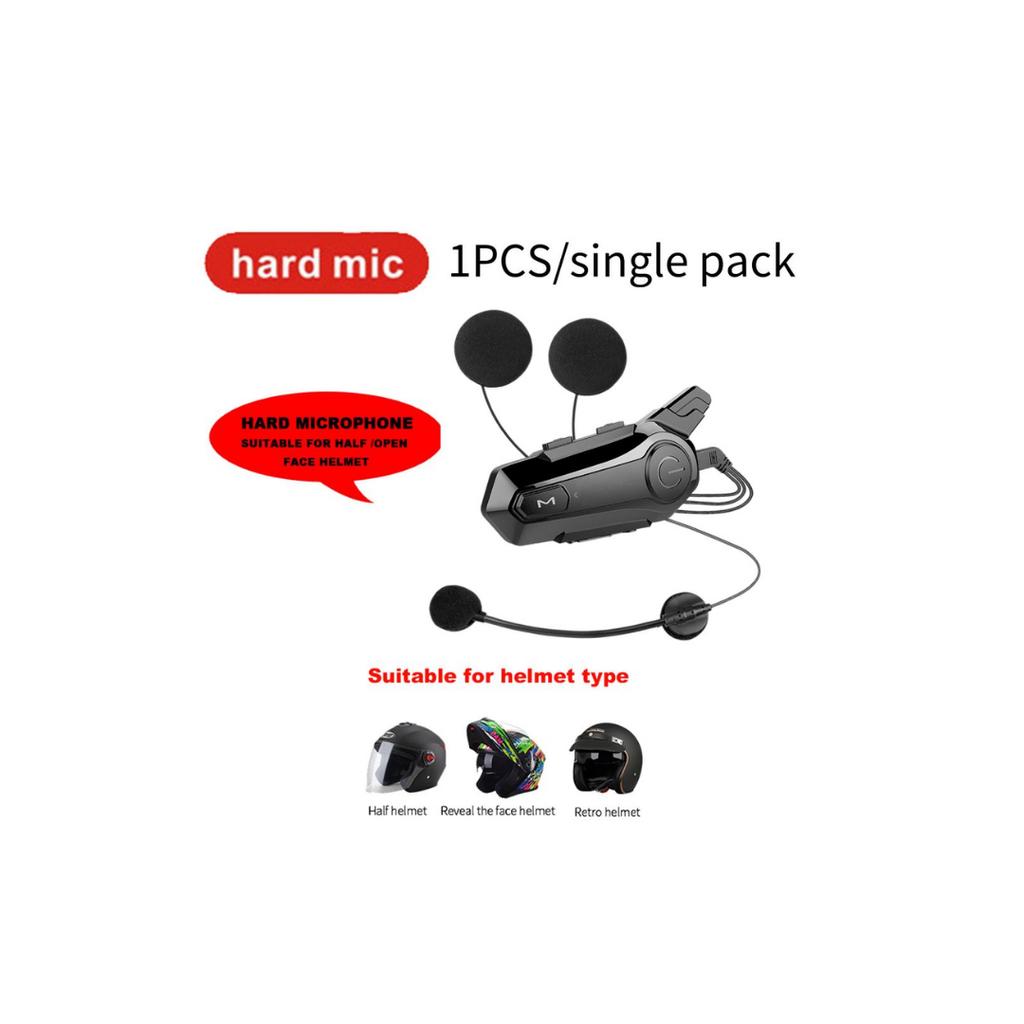 E1 Motorcycle Bluetooth 5.0 Helmet Intercom Headset + Waterproof IPX6 + 2 Riders + 1000M Range + Hands-Free Music for Outdoor Riding