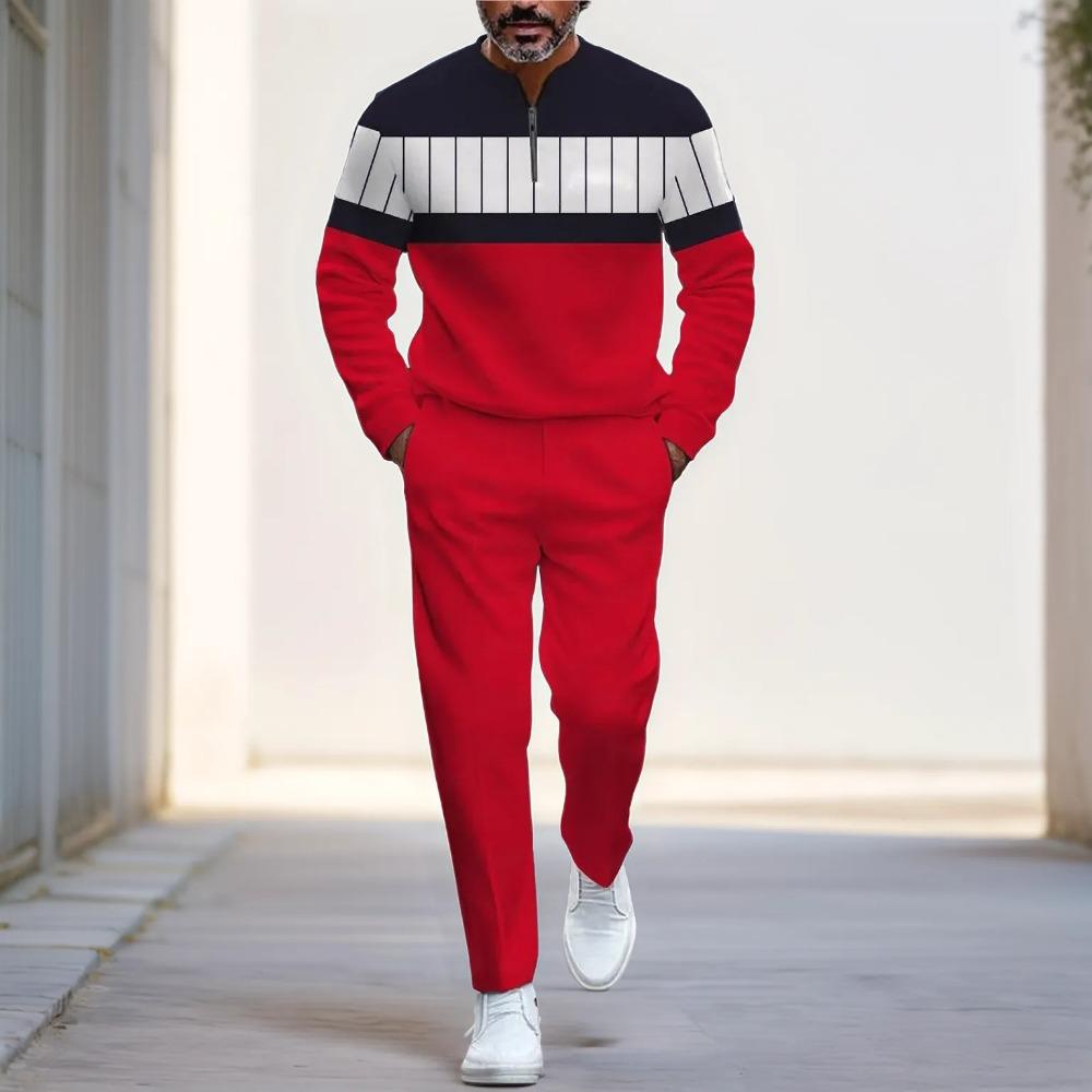 Весенне-осенняя модная уличная одежда Мужской комплект из двух предметов с длинным рукавом, на молнии до середины, со стойкой, брюки, спортивная одежда, мужская одежда