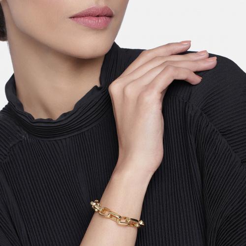 Fashion Estele Gold Plated Rectangle Link Bracelet For Women