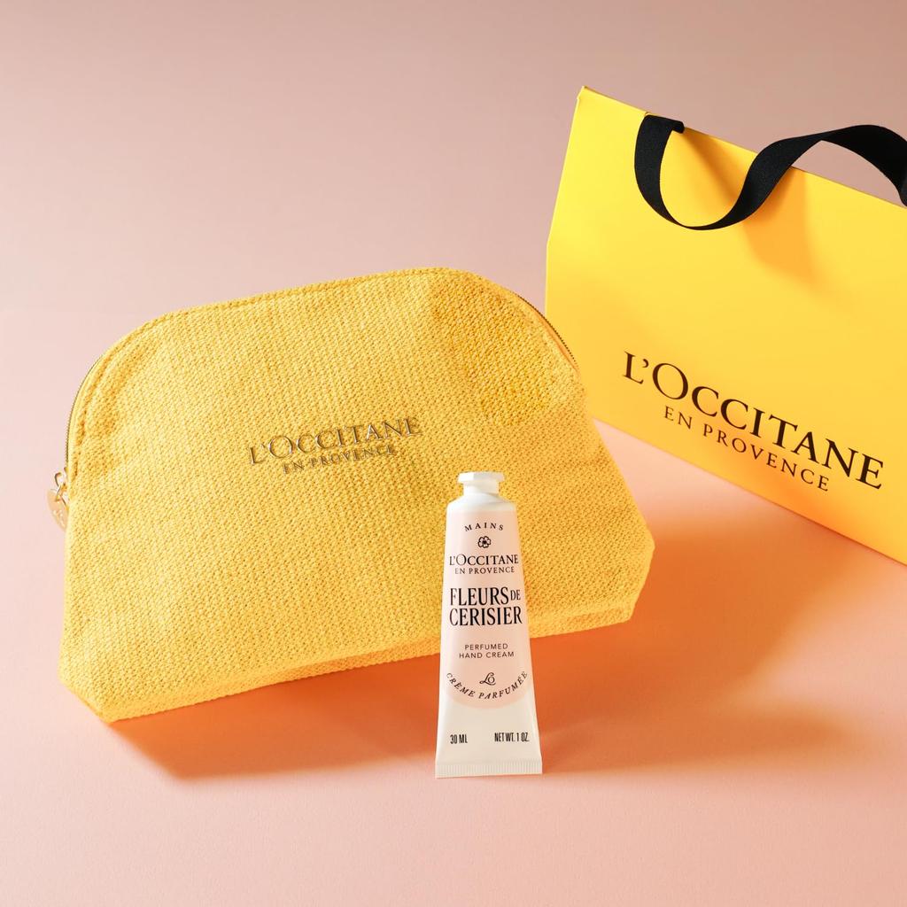 Крем для рук L'OCCITANE Fleur de Sourisier Sakura 30 мл с мешочком в подарок. Популярный подарок на Белый день, на весенний праздник или просто так. Комплект L'OCCITANE. День, выпускной,