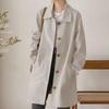 "Women's Mid-Length Trench Coat - Simple Korean Style, Versatile Solid Color for Early Spring & Autumn"